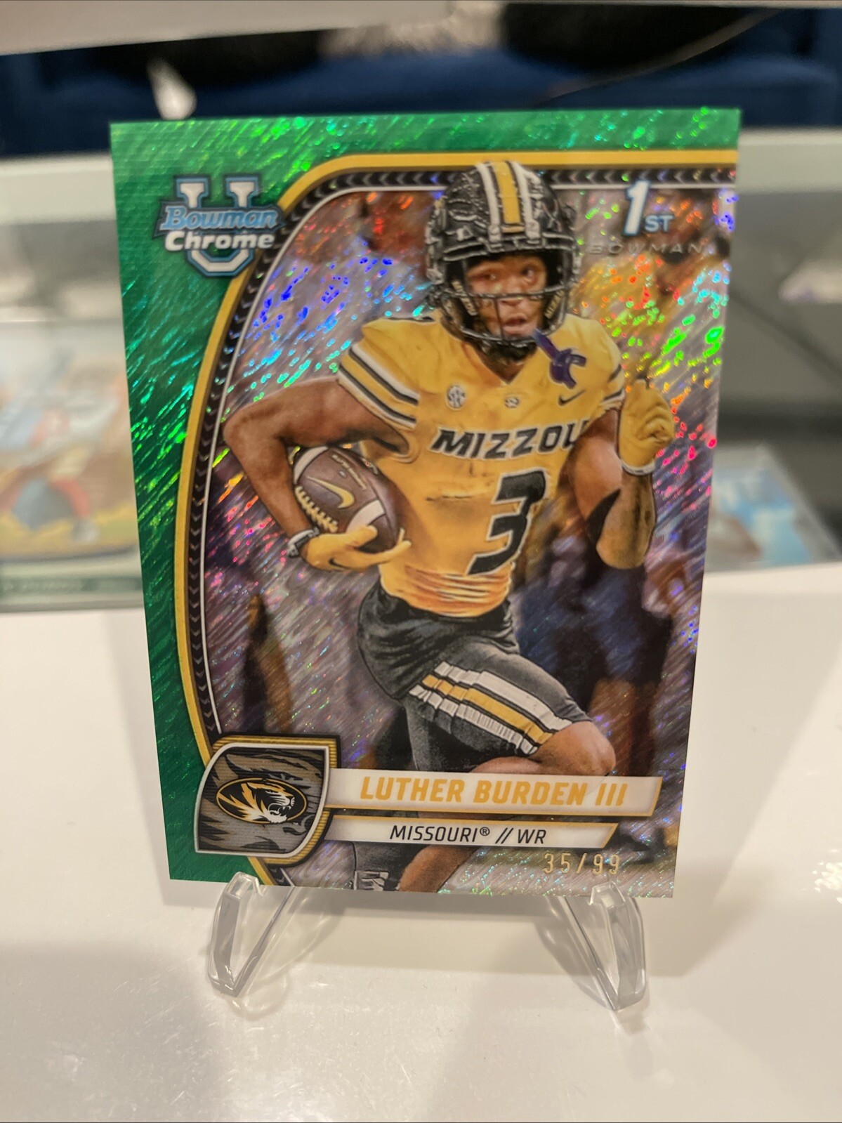 🔥🔥2024 Bowman Chrome University Luther Burden III 1st Green Shimmer /99 🔥🔥