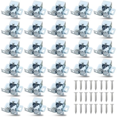 24 Pack Double Roller Catch with Spear Heavy Duty Cabinet Closet Doors Roller...