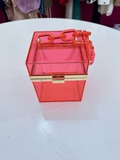 Evening Transparent Bag Acrylic Clutch Purse Chain Shoulder Handbag Square Pink