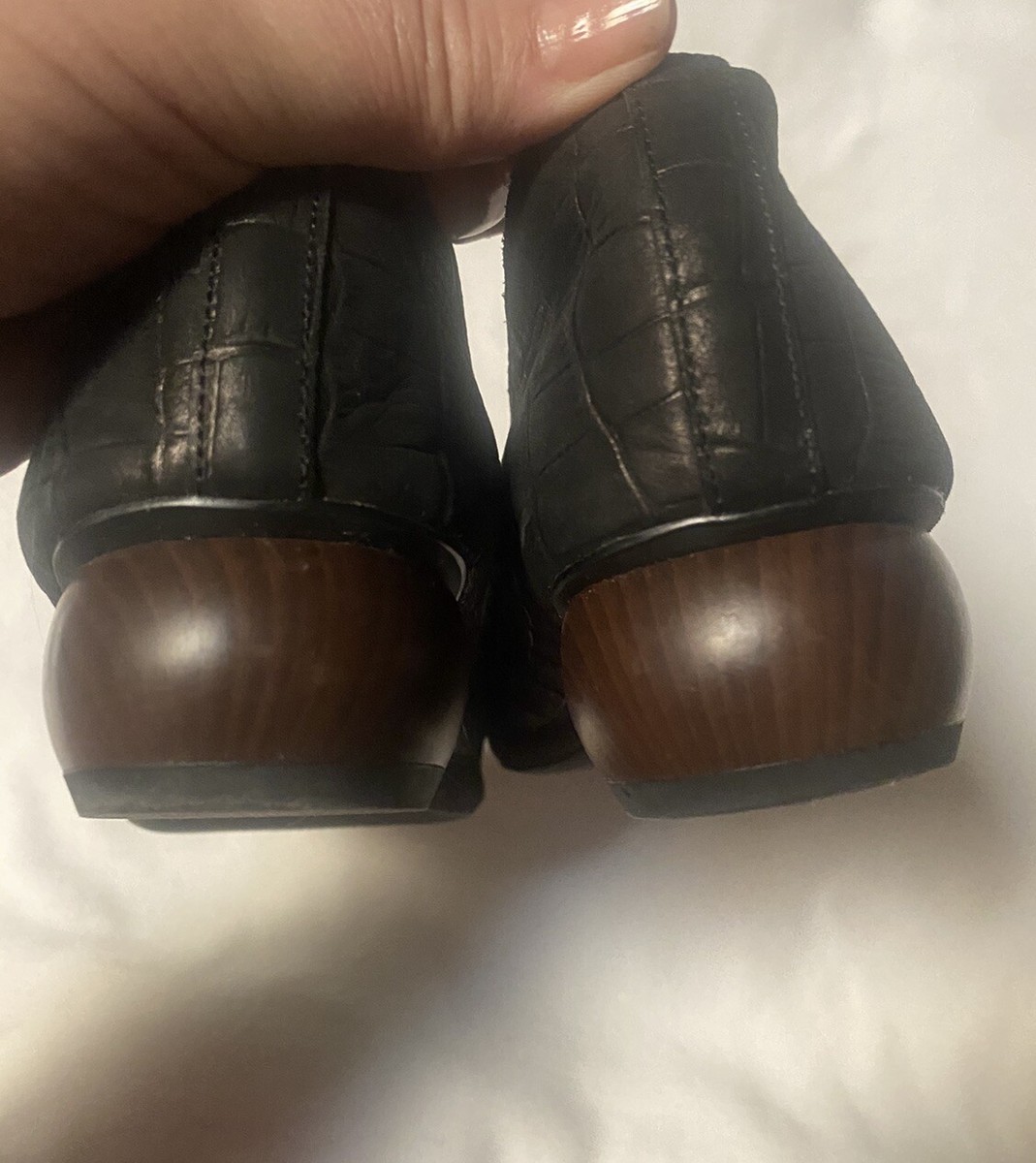 Jeffrey Campbell VIONA Low Sculptural Heels Matte Croc Leather