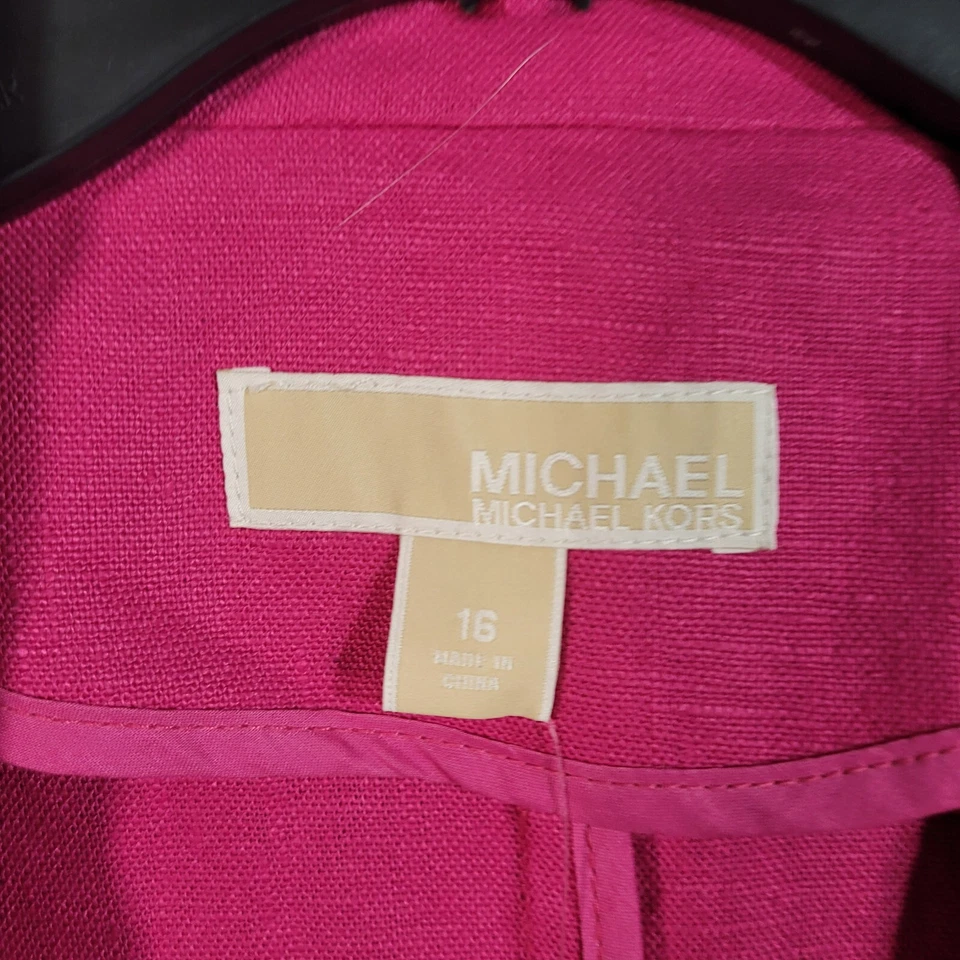 Michael Kors 100% Linen Blazer Women's 16 Radiant Pink One Button Business NWT - Image 3 of 4
