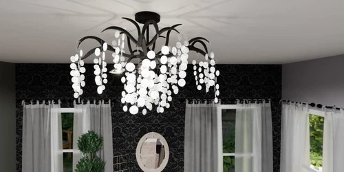 Quoizel MAP1728 Maple 6 Light 29"W Semi-Flush Ceiling Fixture - Black - Picture 8 of 9