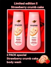 2 PACK Dove X Crumbl Strawberry Crumb cake LIMITED EDITION Body Wash 591ml Each