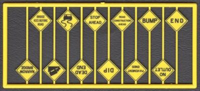 Tichy HO Highway Written Warning Signs Yellow w/Black Print 12 Different Si 8256