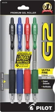 Pilot, G2 Premium Gel Roller Pens, Ultra Fine Point Gel Pens 0.38 Mm, Pack of 4,