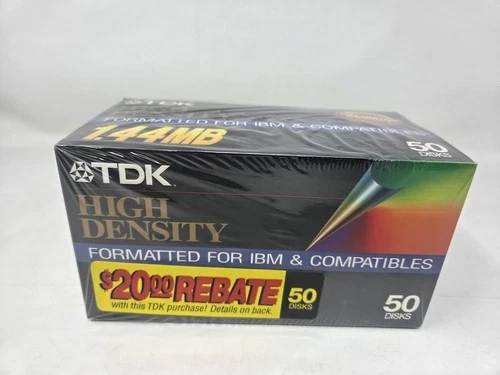 TDK High Density 1.44 MB Formatted for IBM Compatibles 50 Floppy Disks