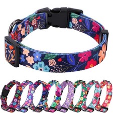 Dog Collar Medium Dogs Special Design Cute Floral Plant Pattern Female Black