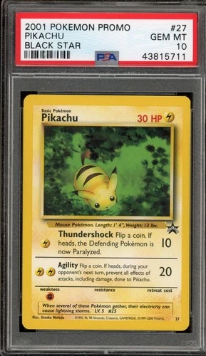 Pokemon Pikachu Promo Black Star 27 PSA 10 Gem Mint