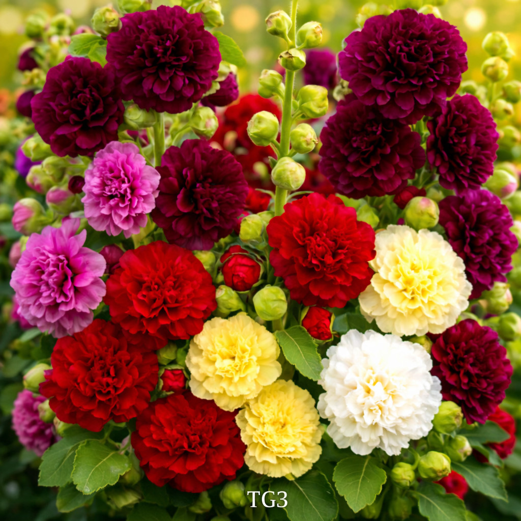 200+ HOLLYHOCK AUTUMN MIX SEEDS HUMMINGBIRD HUGE FLOWERS BEES FREE SHIPPING