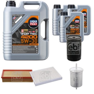 FEBI BILSTEIN Inspektionspaket 8L Liqui Moly Top Tec 4200 5W-30 für VW