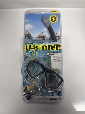 U.S. DIVERS PRO SERIES ADULT MASK AND ISLAND DRY SNORKEL COMBO, Gray