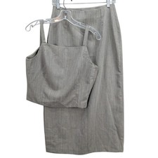 J. Peterman Wool Cami Top Size 10 Flexees Skirt 2XL Set Gray Old Money Office