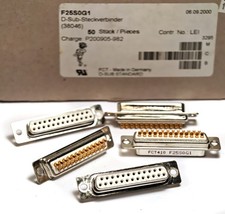 5x FCT / Molex D-SUB Buchse, 25-polig, L&ouml;tanschlu&szlig;, F25S0G1, vergoldet, NOS