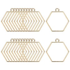 20-Pack Open Bezels, Hexagon Shape Bezel Pendants for Resin Gold Tone 