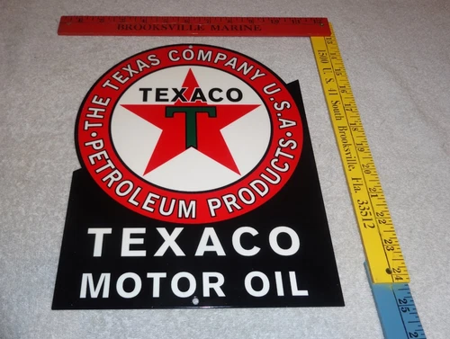 VINTAGE TEXACO THE TEXAS COMPANY USA PETROLEUM PRODUCTS  MOTOR OIL GASOLINE SIGN