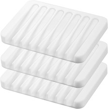 3PCS Self Draining Soap Holder, Premium Silicone Soap Dish, Soap Saver for Showe