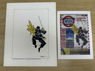 Computer + Video Games Original Art Magazine Cover #93 Shinobi Kung-fu Sega NES