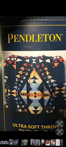 Warm, Fuzzy Pendleton Throw Blanket in Navajo “Big Thunder” design. 50” x 70”