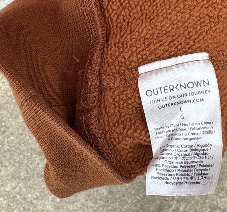 Outerknown Hoodie Mens L Orange Hightide Pullover Outdoor Terry Organic Surf