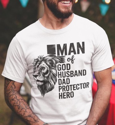 Man of God Husband Protector Dad Hero Shirt | Christian Dad T-Shirt | Father s