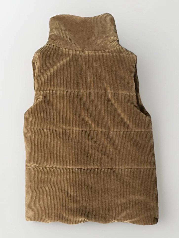 Corduroy Puffer Vest Women’s Small Brown Quilted Fall Layering Jacket Y2K Style - Image 2 of 4