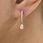 0.8ct Round Dangle Earrings Yellow Gold 14K Labcreated Diamond F/VS — photo 1