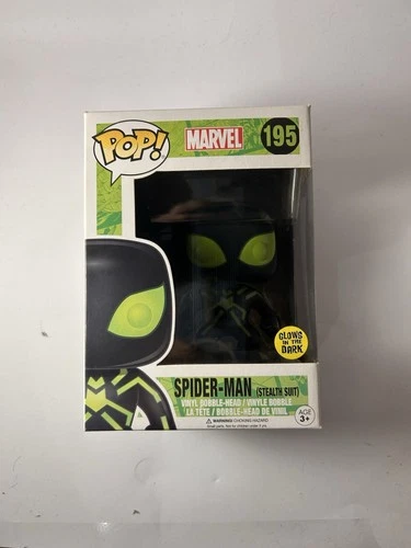 Funko Pop! Marvel Spider-Man Stealth Suit #195 Glow in the Dark Free Protector