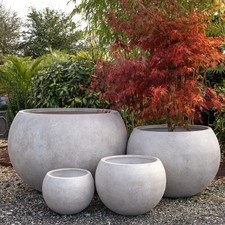 54cm Rustic Bowl Planter/Pot Round Stone Finish Outdoor Stonelite/Fibreclay