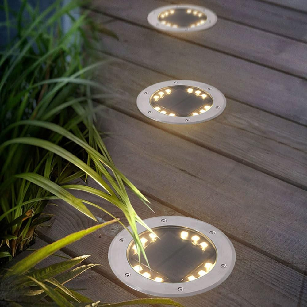 Faretto a Incasso Solare Giardino Esterno, 8/12/16/20 LED Luce Solare Confezione - 3