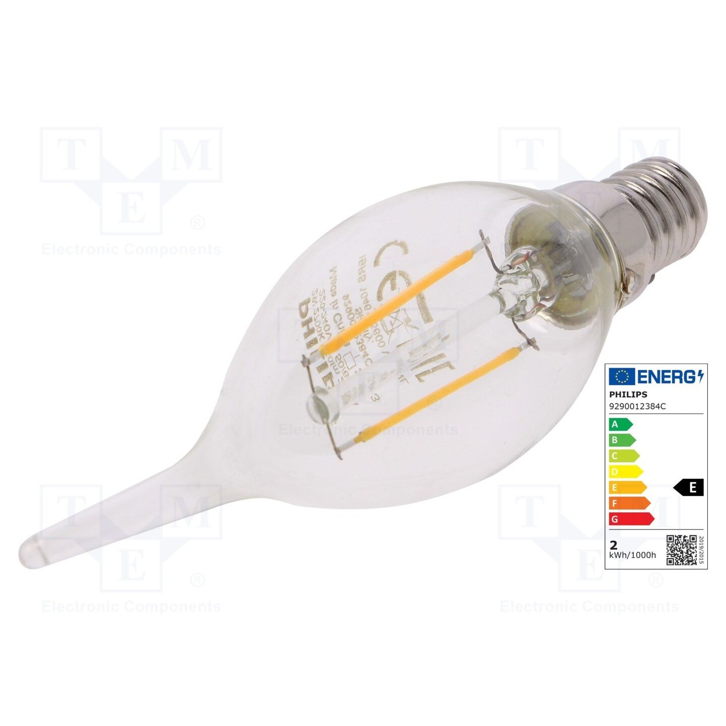 Philips Candle LED Bulb E14 2W=25W Warm White 3.5x12.3cm - Image 2