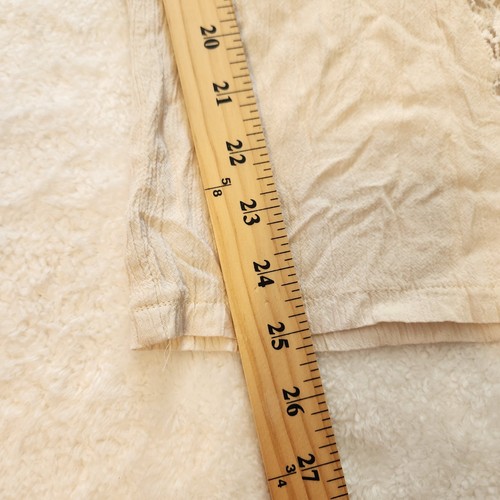 New Directions Beige Wide Leg Floral Crochet Crop Pants Boho Festival Sz M FLAW - Picture 10 of 12