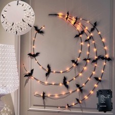 LITBLOOM Halloween Garland with Lights 6FT 80 Orange and Warm 80L-6FT, Black