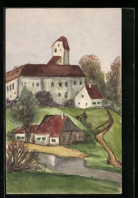 Artist Postcard Hand Painted: Way to the Castle 1933 