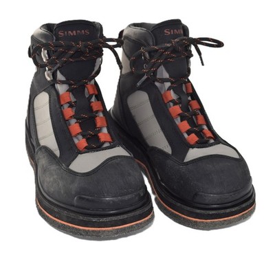 Simms Wading Boots Mens Black Grey Orange Good Felt Sole Fly Fishing Gear