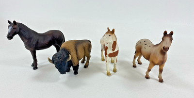 Vtg '90s Schleich Retired Horses and Bison - Great Condition /Solid Hard Plastic