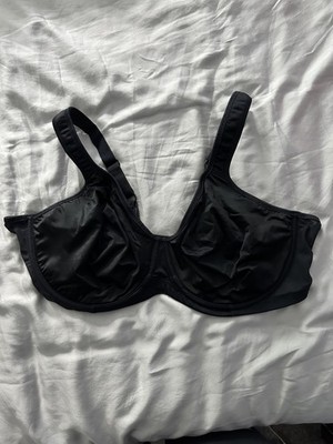 Breezies Signature Shine Unlined Underwire Support Bra 46C Black NWOT