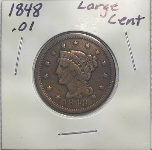 1848 1C Braided Hair Cent VG+ Rotated Die 5% - Picture 1 of 2