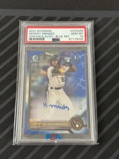 2022 Bowman Chrome Hendry Mendez 1st Auto True Blue Refractor /150 PSA 10 RC