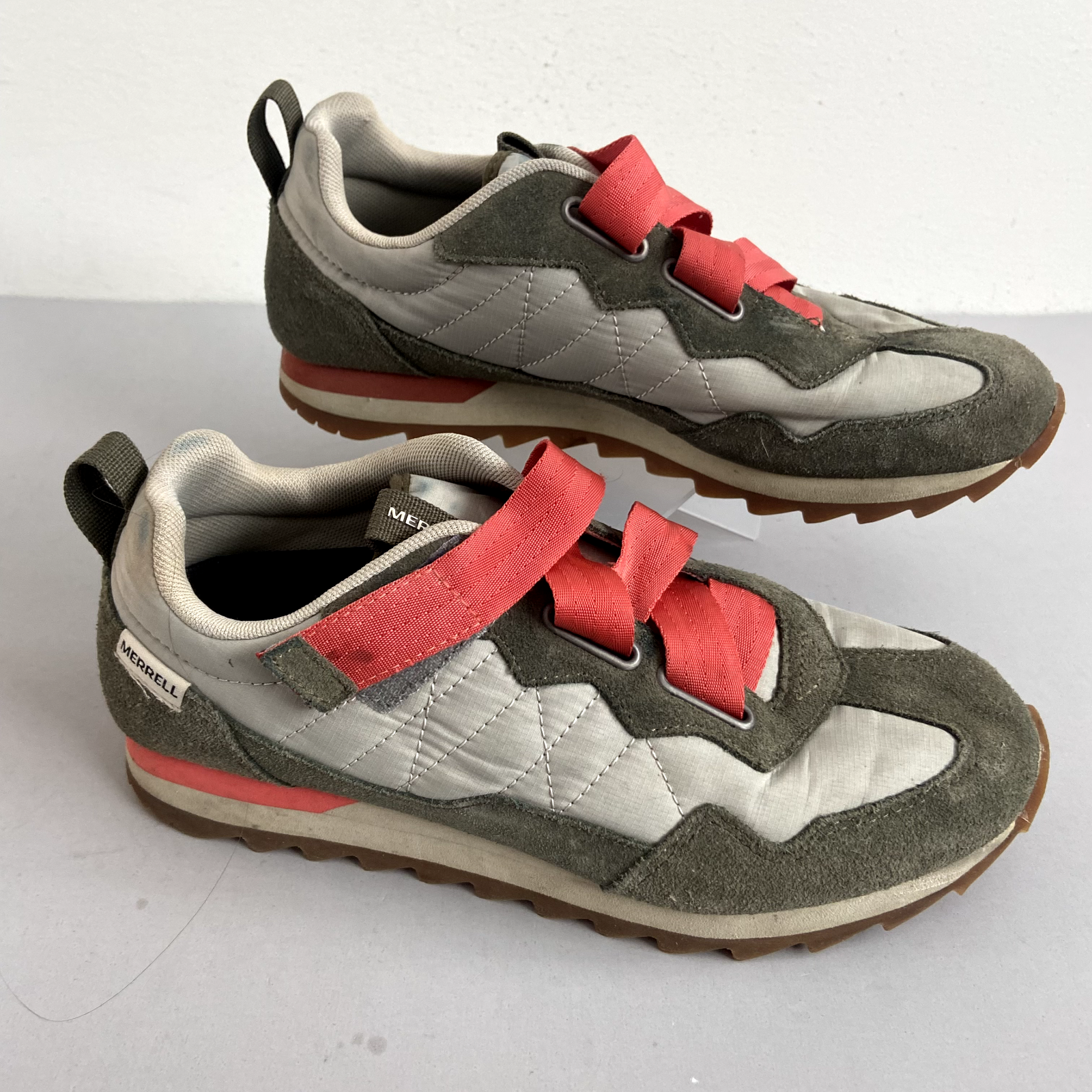 Merrell Alpine J95390 stile anni 80 escursionista verde salvia con spalline rosa donna taglia 7