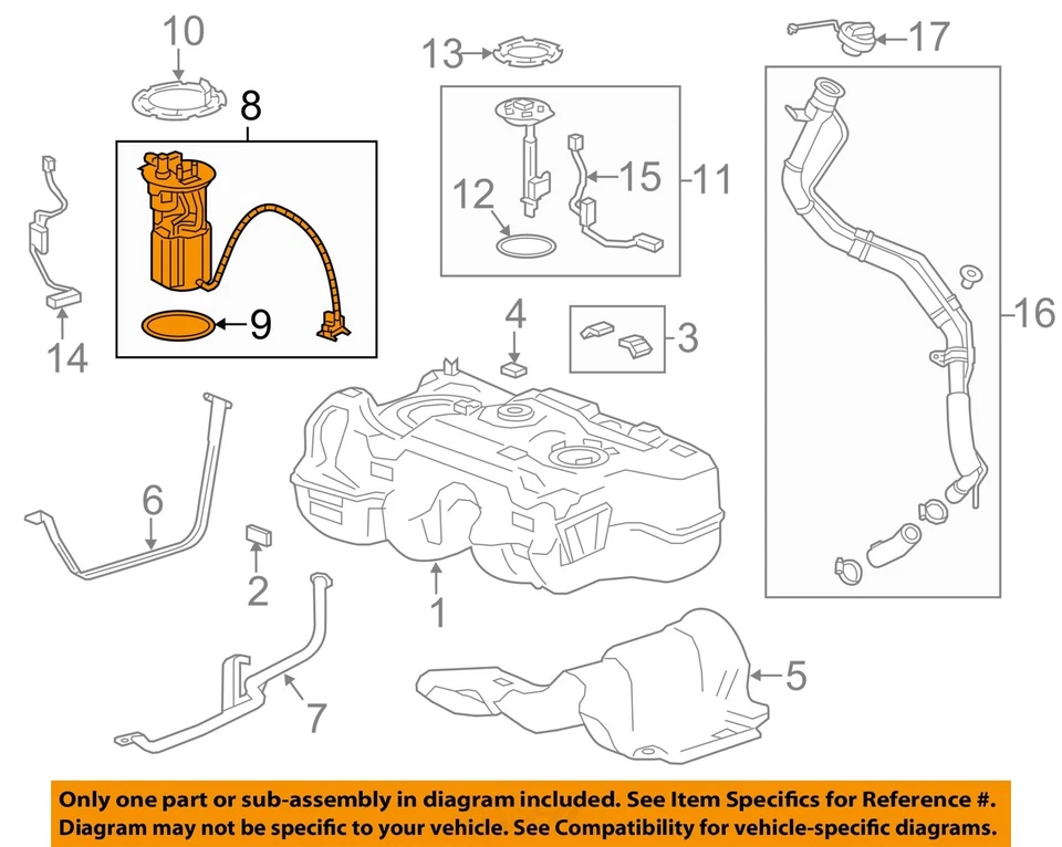 Used Fuel Pump fits: 2015 Chevrolet Trax Pump Assembly AWD opt F46 Grade A - Image 3 of 4