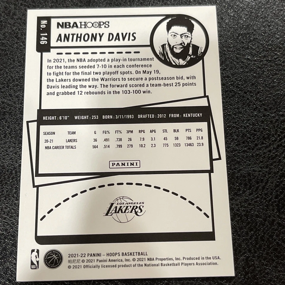 Anthony Davis 2021-22 Panini Hoops Winter Holiday #146 Los Angeles Lakers - Image 2 of 2