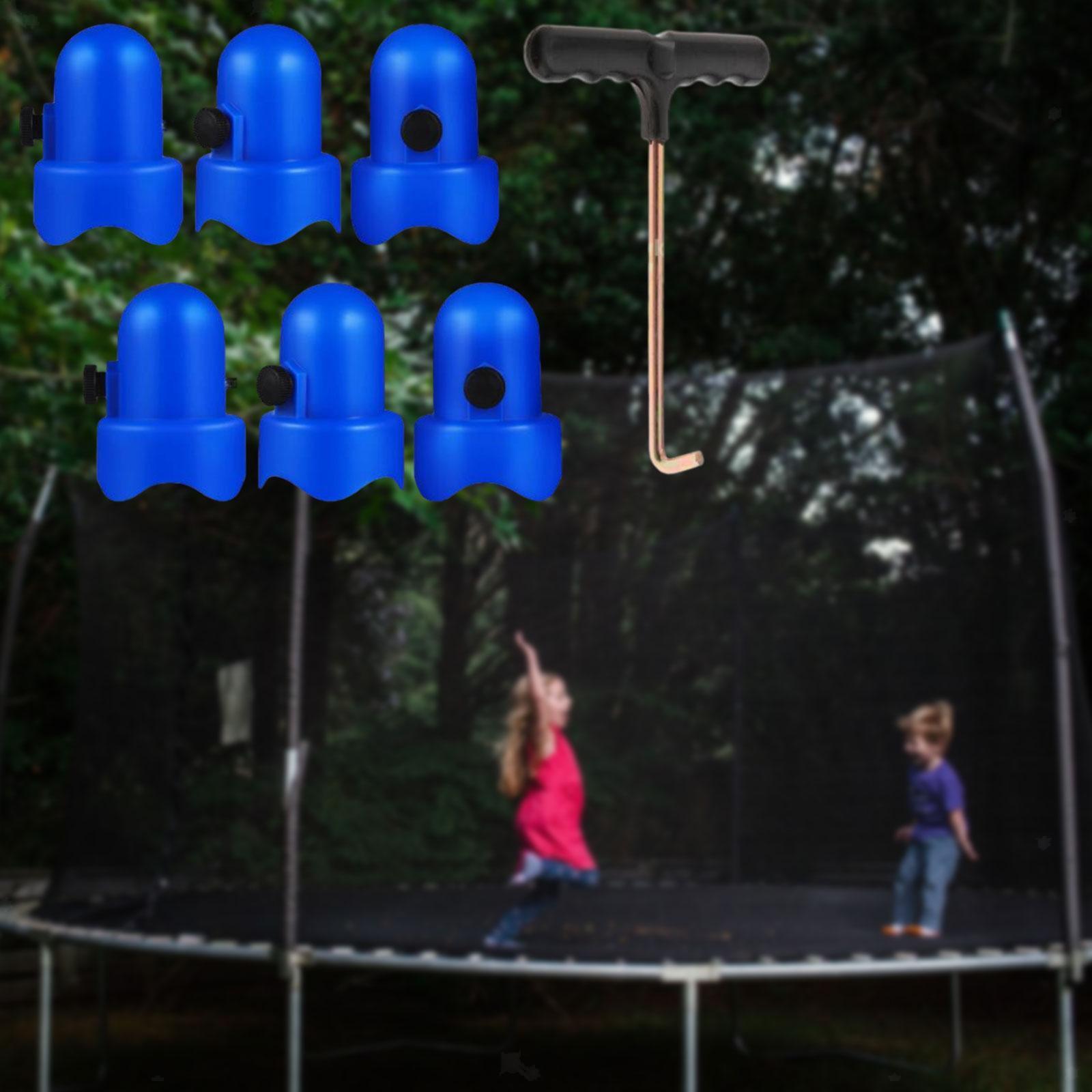6Pcs Trampoline Enclosure Pole Caps with Spring Pull Tool Pole End Caps