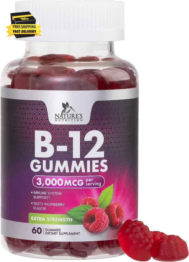 Vitamin B12 Gummies 3000 Mcg, Extra Strength B 12 Gummy for Adults & Kids, B-12