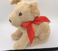 MELISSA AND DOUG Plush Tan Dog Red Bow 10"