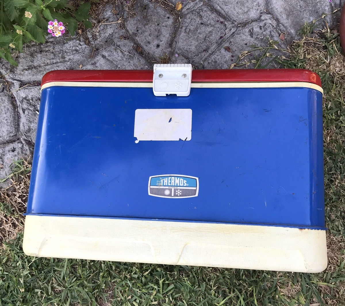 Vintage Red White Blue Bicentennial Thermos 45QT Cooler Ice Chest