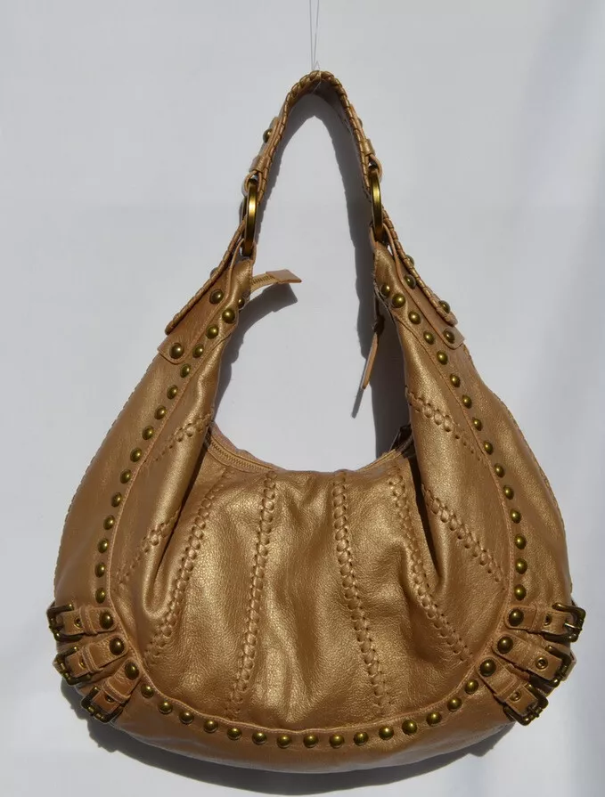 ISABELLA FIORE Gold Leather Hobo Bag