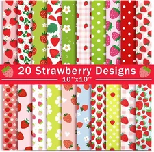 20 Pcs 10''x10'' Strawberry Fabric Strawberry Fabric Squares Quilting Cotton ...