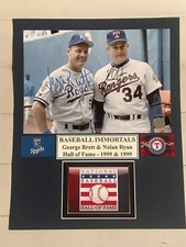 Nolan Ryan , George Brett Autographed signed 5x7 Photo In a 8x10 Matt. COA. HOF