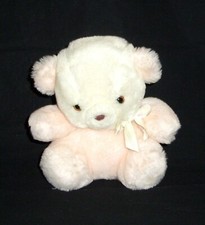 VTG 8" Eden Pink Peach White Teddy Bear Plush Stuffed Animal Baby Toy