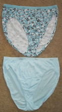 Hanes Ladies hi-cut panties 2 PR-sz XL/8-new-SOLID BLUE BLUE w/ black designs